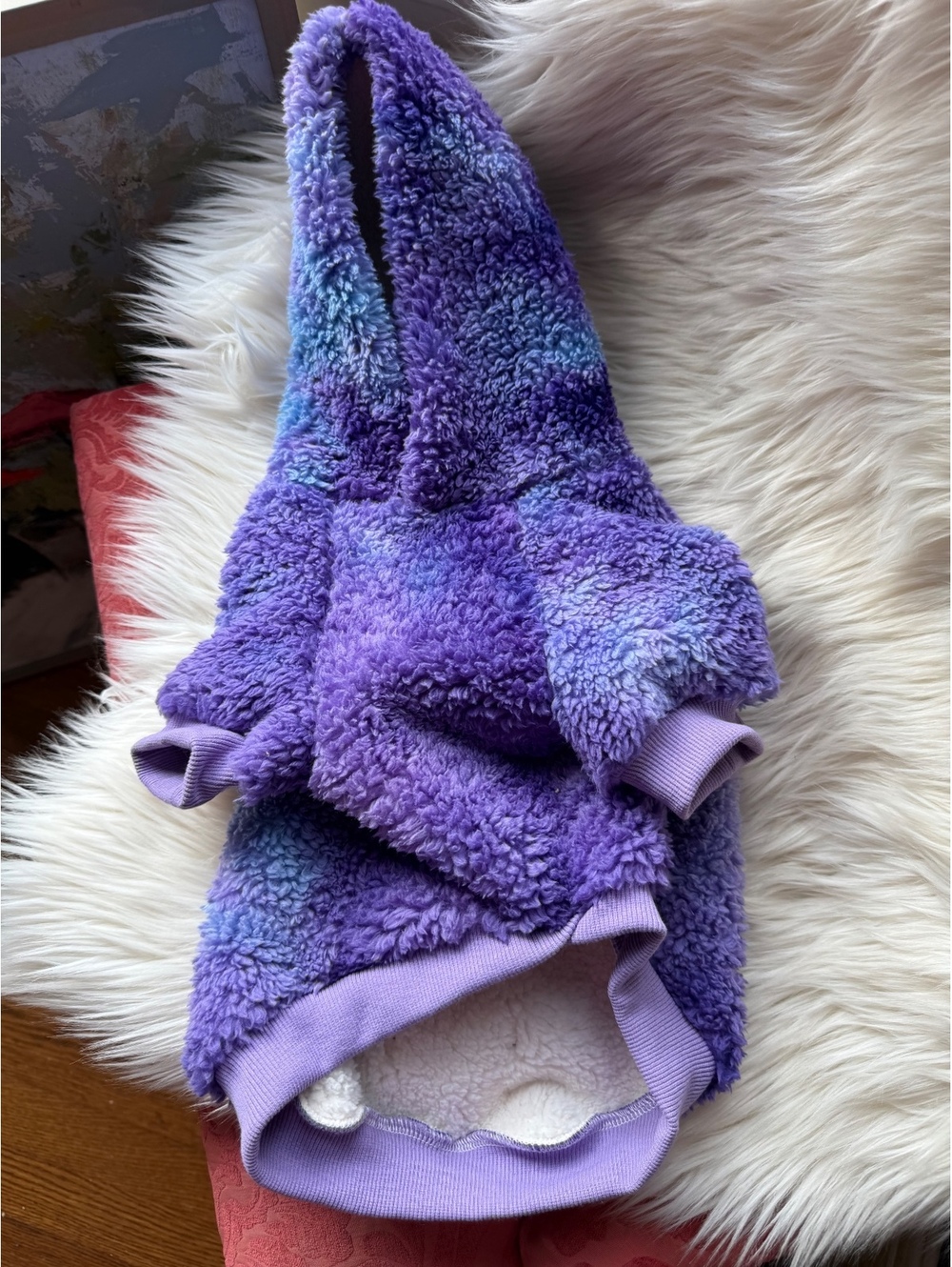 Spark Paws Cozy Purple and Blue Fleece Dog Hoodie Size Large